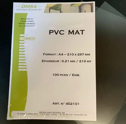 Couverture PVC 0.21mm A4 MAT